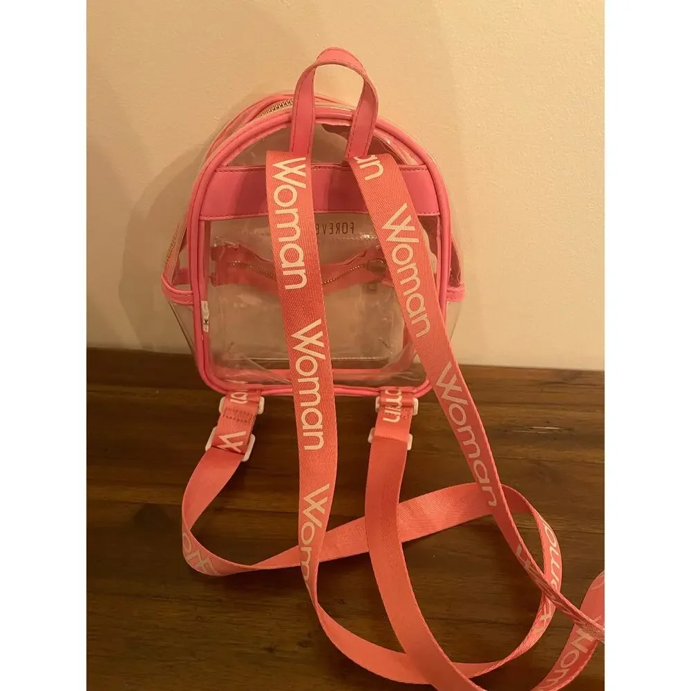 Forever 21 Clear and Pink Mini Backpack Woman straps
